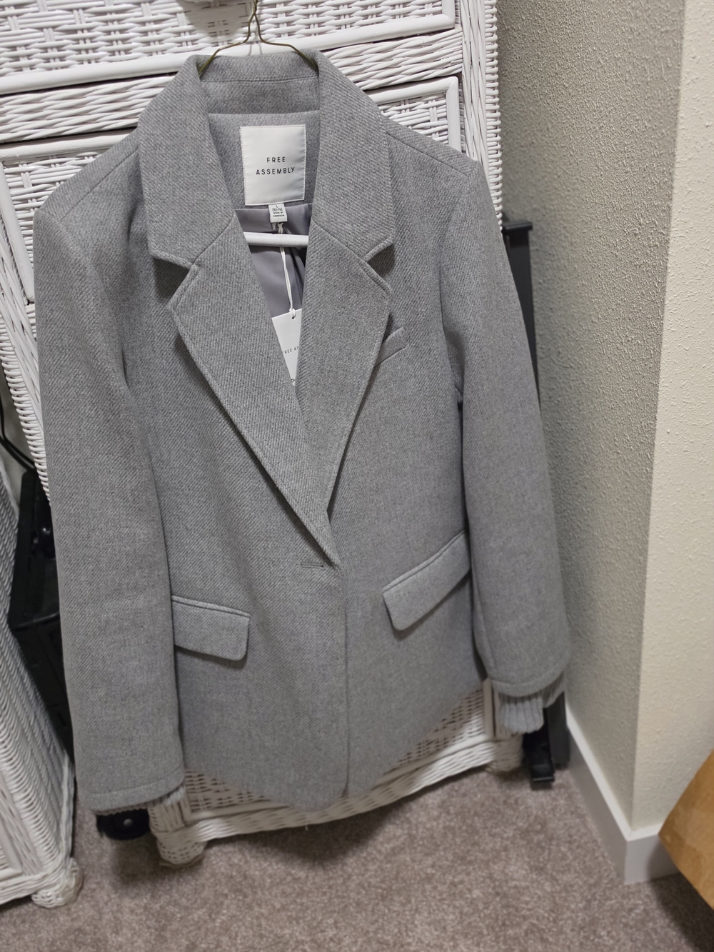 Women's Grey Tailored Wool-Blend Coat